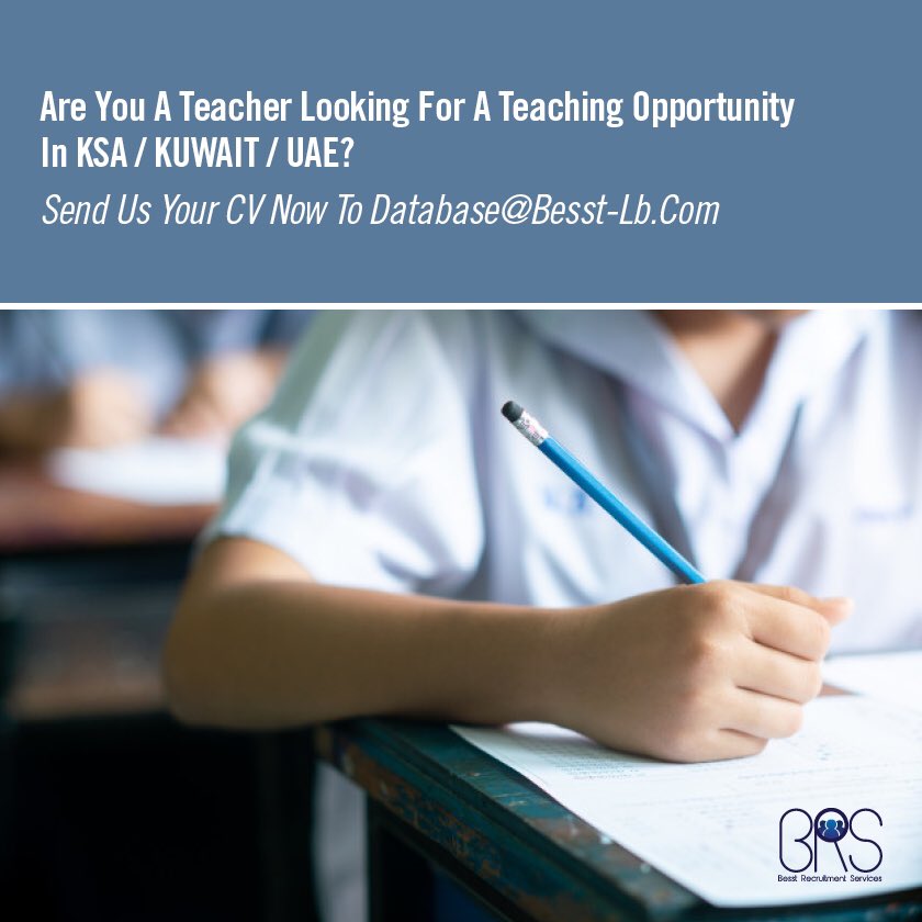 Are you searching for a Teaching Opportunity in KSA / KUWAIT / UAE?

#Teacher #Teachers #Teaching #School #Hiringteachers #Employment #Jobopportunity #Vacancies #Job #Career #NewVacancy #Education #KSA #Kuwait #UAE #Lebanon