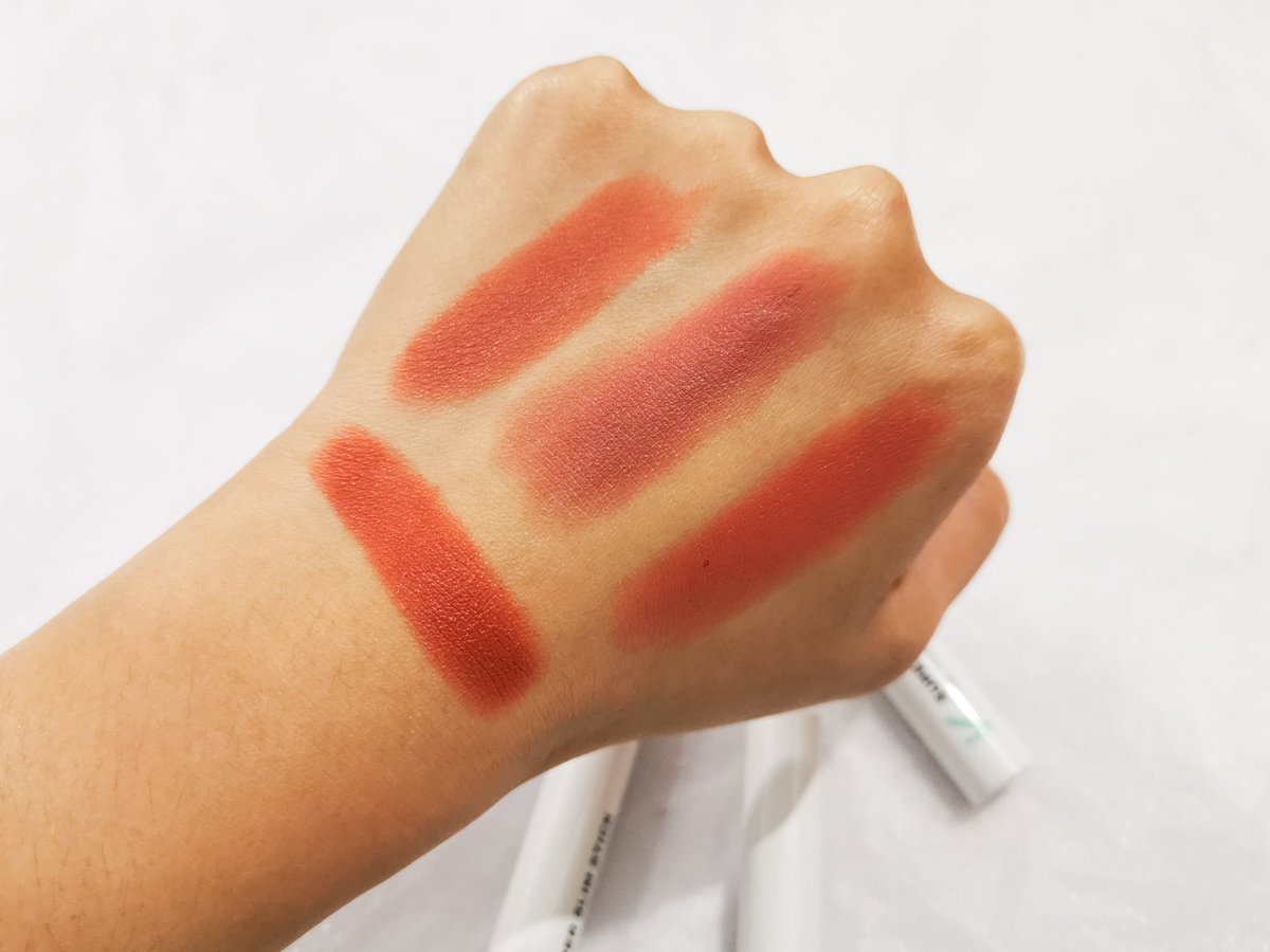 It's a satin matte formula that feels nice and buttery on the lips. Very comfortable for long wear and it glides on effortlessly with great coverage! I love the shades. Perfect for everyday wear!Left:- Fight MeTop to bottom:- Muhney Honey- Crazy Classic- All Mine