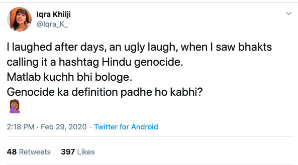 Iqra's few Hinduphobic tweets.