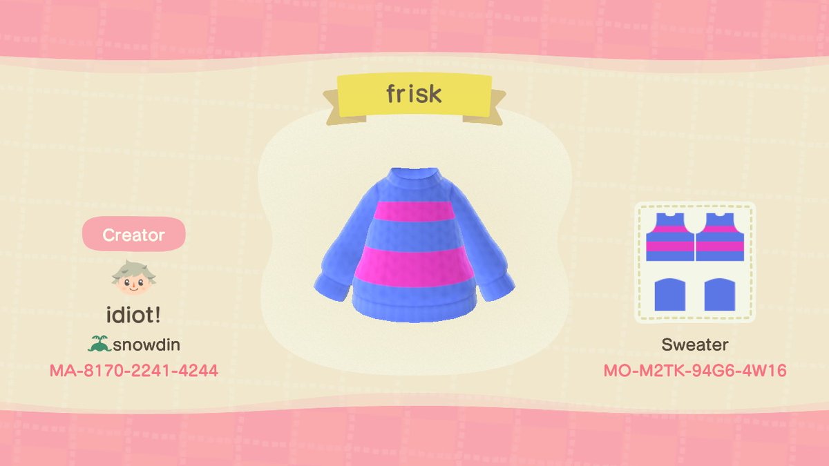 frisk sweater code roblox