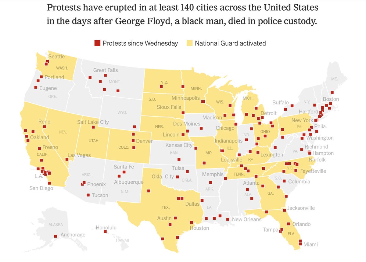 Will add more soon but key points are these. 1) This map comes nowhere near capturing the geographic spread of protest. PA alone saw major protests this wknd in Harrisburg Stroudsburg, Scranton, Hermitage, Sharon, State College, Williamsport, Erie, Reading, Lancaster, likely more