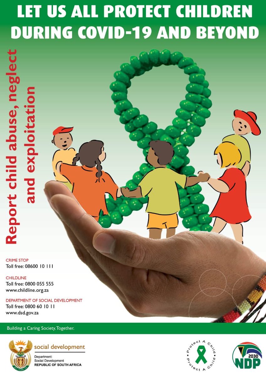 PresidencyZA's tweet image. CHILD PROTECTION WEEK | Let us all protect children during #COVID19 and beyond. Report child abuse, neglect and exploitation. Call 0800 428 428 (Toll Free). SMS *120*7867# (Free) #ChildProtection2020 #YouthMonth2020