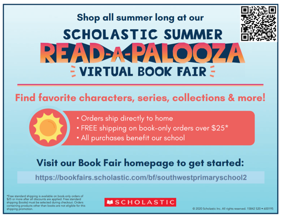 Southwest_HPS's tweet photo. SWP will be participating in Scholastic's Summer Read-A-Palooza Virtual Book Fair! We are eligible for this since we missed our spring book fair. Shopping is open until 9/4/20. Our school receives 25% of ALL summer sales. Shop the link! #hickoryschools
https://t.co/UmlHBWt6FX https://t.co/ZMaevbn2OB