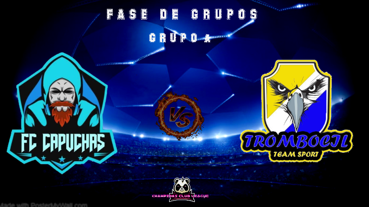 ¡¡¡PARTIDO DEL GRUPO A!!!🔥

23:30h⏲️

IDA <a href="/FcCapuchas/">FC Capuchas</a> VS <a href="/trombocil/">F.C. Trombocil</a> ⚽️

¡SUERTE Y QUE GANE EL MEJOR!🏆