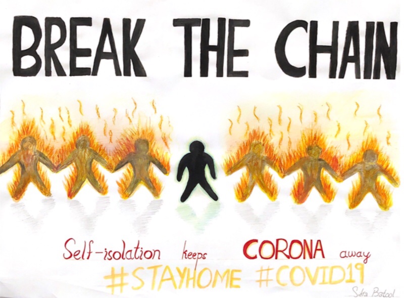 A couple of weeks ago, I took part in an online poster competition regarding spreading awareness of Covid-19 and the topic given to us was “Break the Chain”. This was what my entry looked like and I guess I was able to depict the actual situation around the globe rn.