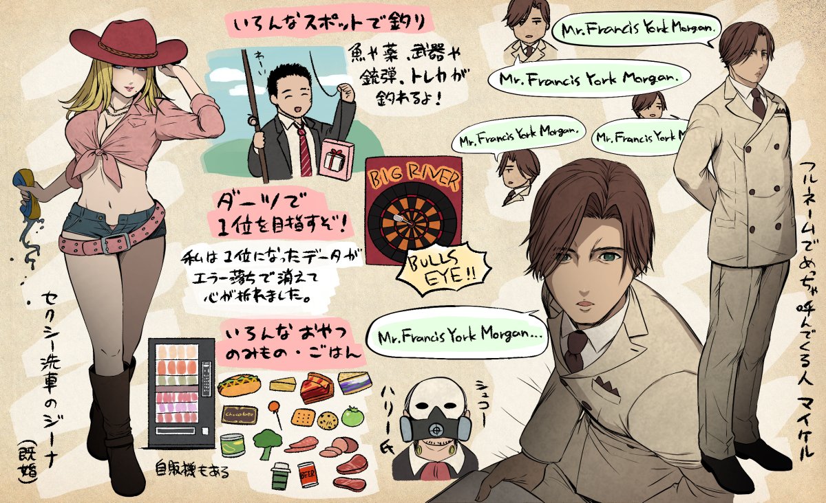 Deadly Premonition(レッドシーズプロファイル)先日無事クリアしまして、なんやかんやと楽しかったので感想絵を描いたら3枚になりました。続編楽しみすぎるわ #deadlypremonition 