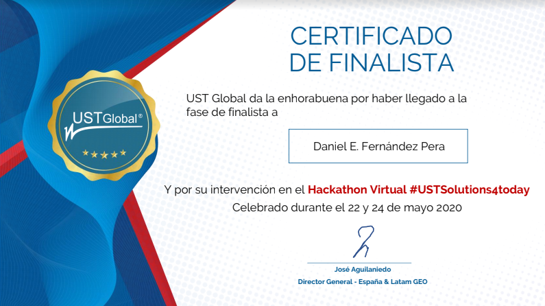 DanielFdezPera's tweet photo. #USTSolutions4today Muchas gracias por todo @USTGlobal_ES! Suerte al resto de finalistas! Nos vemos este viernes! https://t.co/rtKEn7uHJy
