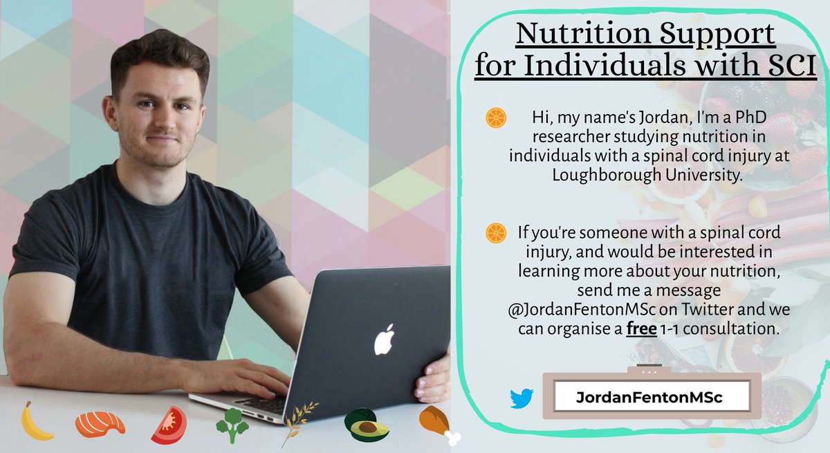 Hi all, I am providing free nutrition support for individuals with a spinal cord injury - Please DM me if interested, and feel free to retweet! #nutrition #spinalcordinjury