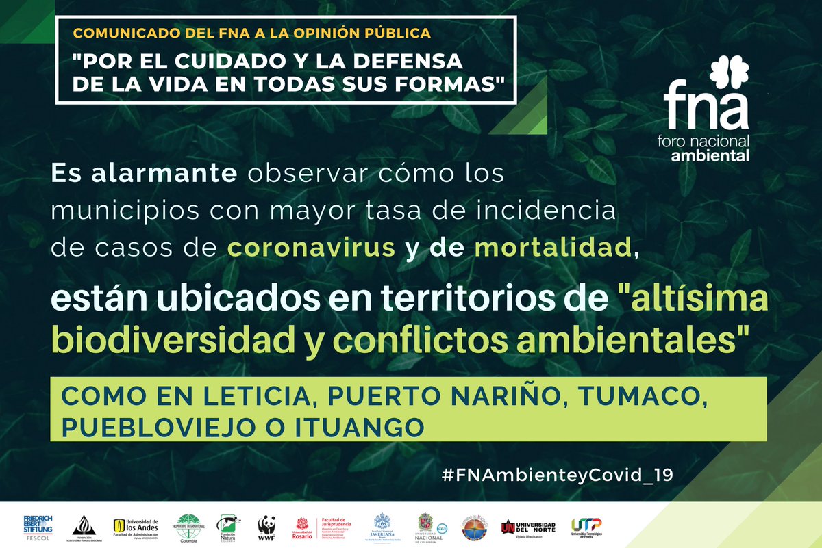 Hacemos un llamado para que se emprendan acciones eficaces en pro de la defensa de los líderes sociales y ambientales, así como en la prevención de delitos contra la naturaleza en medio del confinamiento #FNAmbienteyCovid_19

foronacionalambiental.org.co/wp-content/upl…