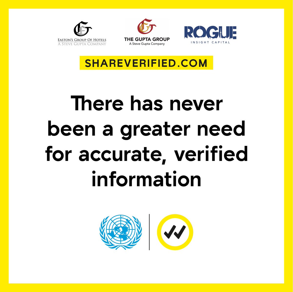 I am so proud to be working with the @unitednations and @theNEXUSsummit to ensure that everyone has access to verified information regarding #covid19. Please share with love so we can all come out of this together and stronger! @EastonsGroup @theguptagroup @rogueinsightcapital