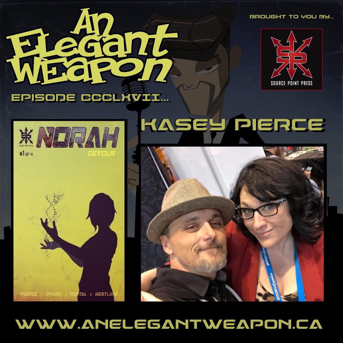 Episode CCCLXVII... @KosmicKasey , a chat with the writer of #norah from <a href="/SourcePtPress/">Source Point Press</a> ! anelegantweapon.ca Also where all fine podcasts can be found... #podcast #comics #comicbooks #podcasting #podernfamily #sourcepointpress #scifi #horror #makecomics #makepod