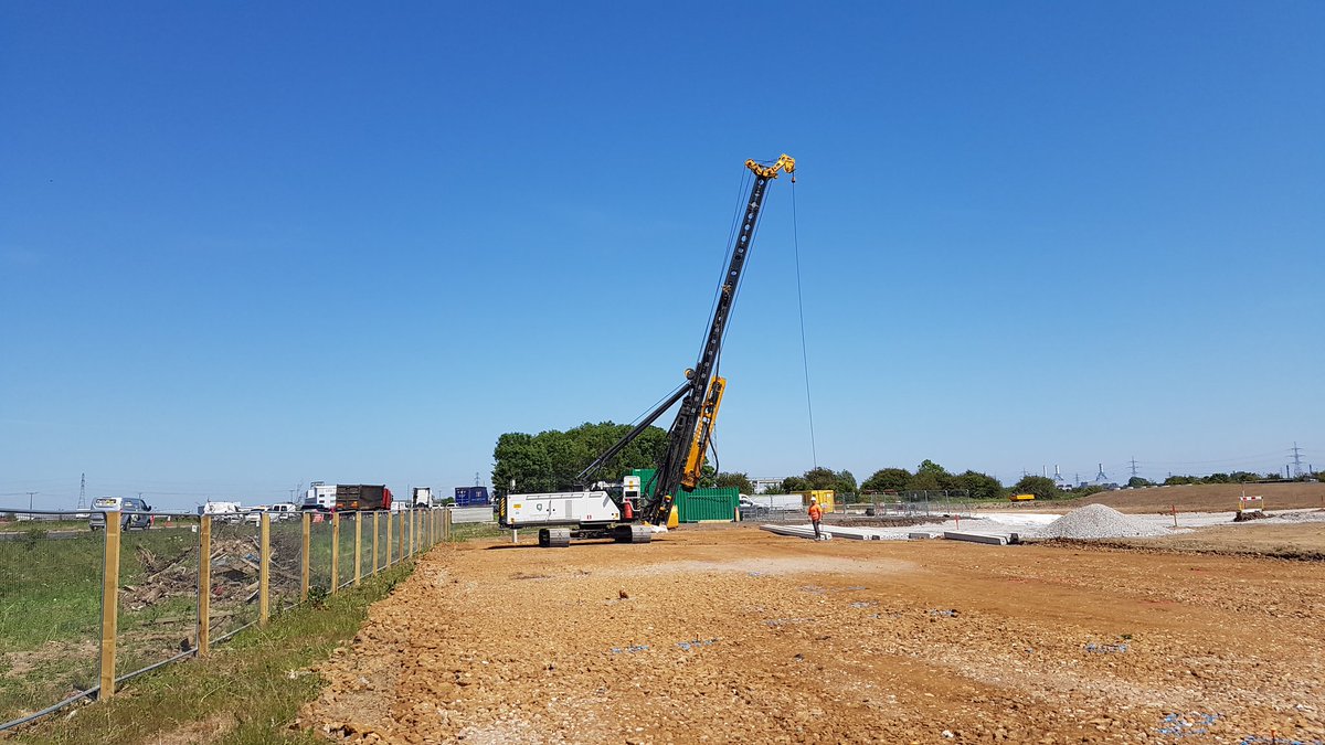 Day 1 installing 200mm and 250mm sq precast concrete piles on the outskirts of Stallingborough, NE Lincolnshire.