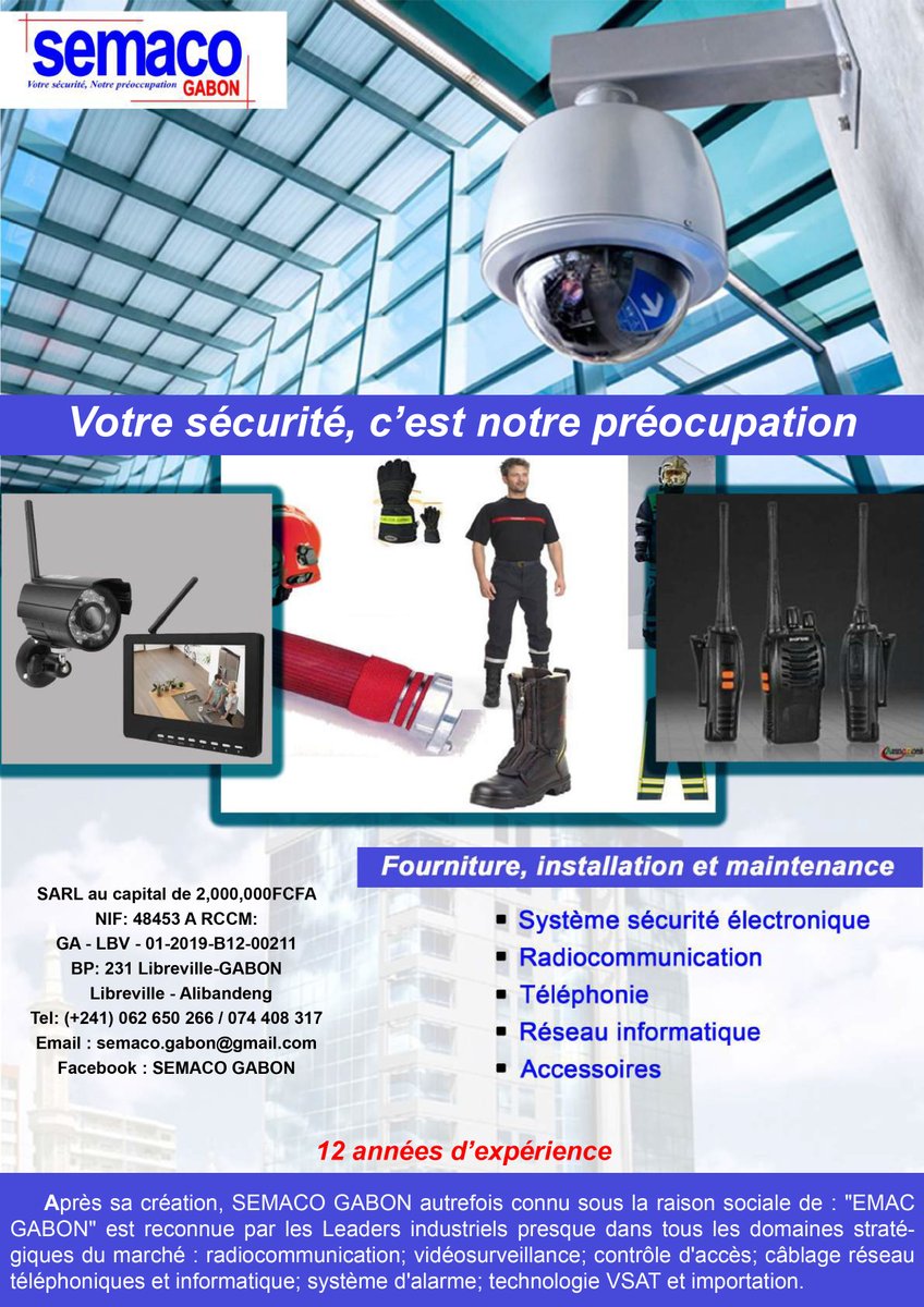Nous disposons pour votre sécurité tous les équipements de vidéosurveillance, radiocommunication, contrôle d’accès, système d'alarme, des #EPI, et bien d'autres accessoires