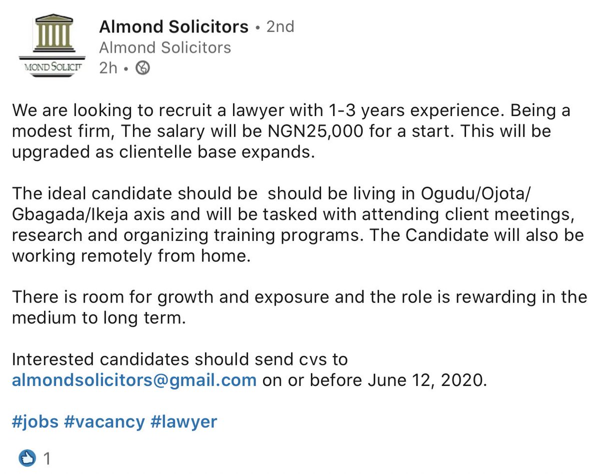 VACANCY: lawyer