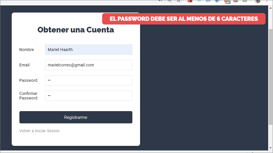 H_Mariel's tweet photo. Haciendo ---> Validando Passwords
#ReactJS #MERN #JWT #CSS #100DaysOfCode #Geek #girl #Devs #developers #winter #carbon #github #codinglife #girldevelopers #webdevelopers 🥶🤘💙⚛️ https://t.co/3saqFQrUks