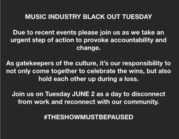 The Musicians’ Union stands with our Black members and all Black communities against all forms of racism, violence and discrimination. When we say "behind every musician”, we mean it.  #BlackLivesMatter    #TheShowMustBePaused