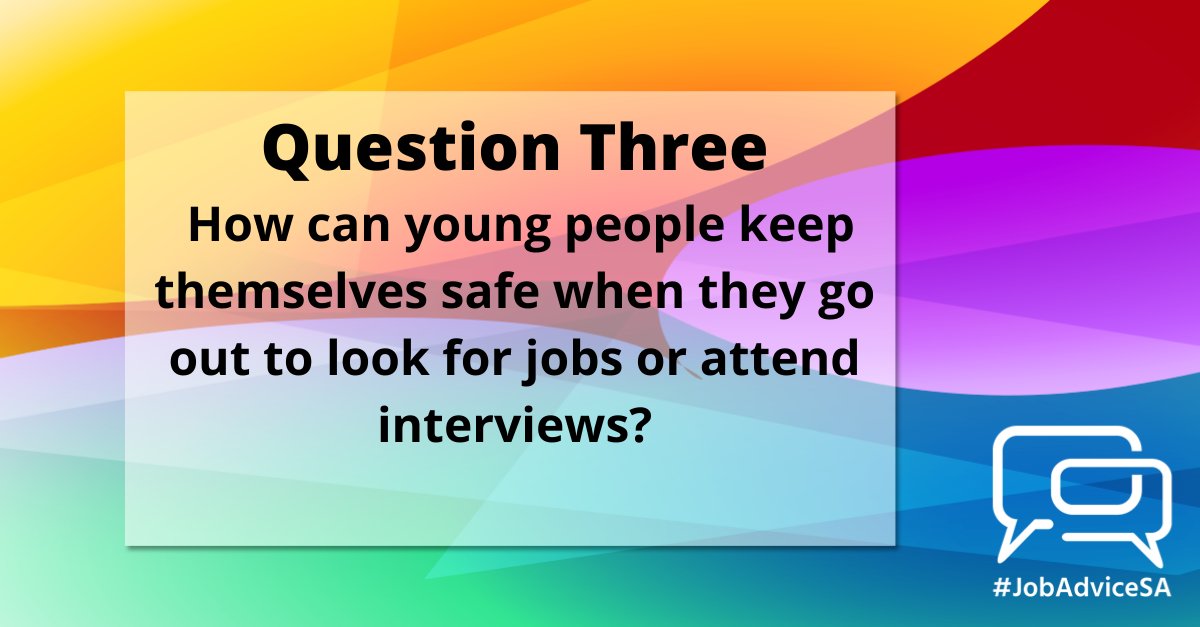 JobAdviceSA's tweet photo. Q3. How can young people keep themselves safe when they go out to look for jobs or attend interviews? #JobAdviceSA #Level3ofLockdown #YouthMonth https://t.co/jpPRv8iccT