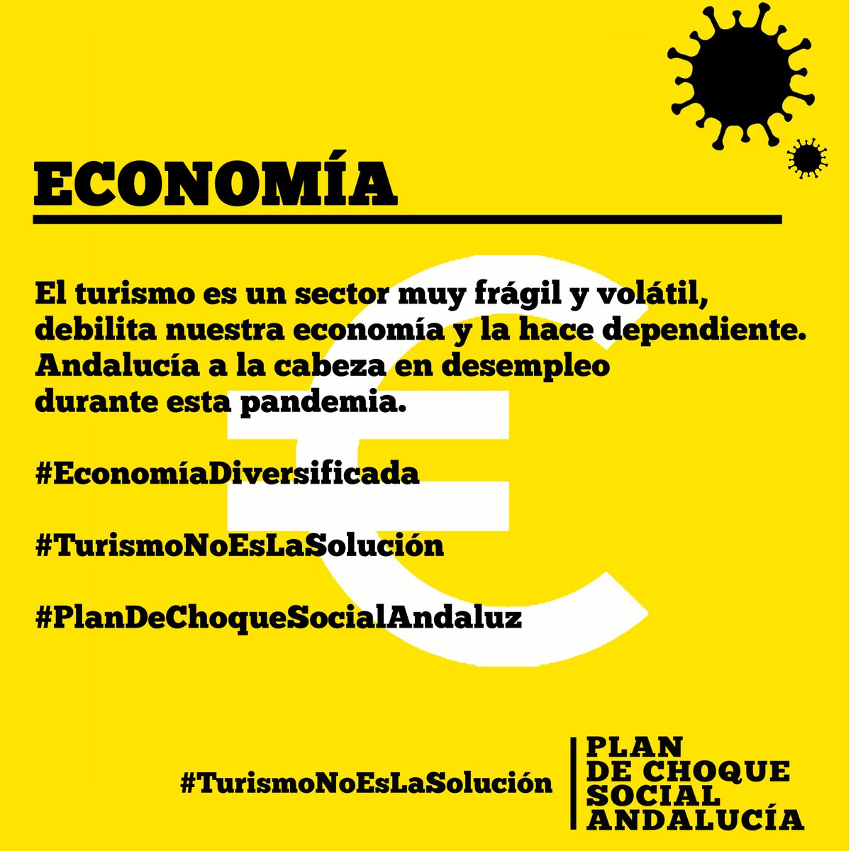 El turismo es un sector muy frágil y volátil, debilita nuestra economía y la hace dependiente. Andalucía a la cabeza en desempleo durante esta pandemia. #EconomíaDiversificadaYSostenible #TurismoNoEsLaSolución #PlanDeChoqueSocialAndaluz