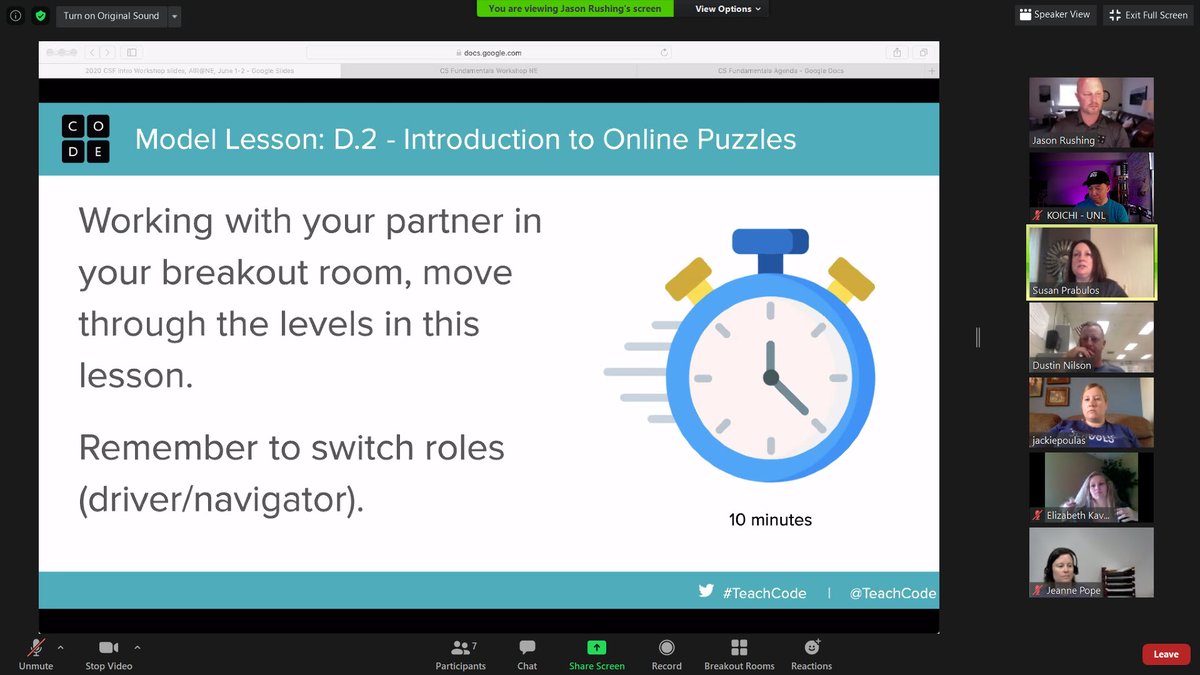 TeachCodeNeb's tweet image. Our first VIRTUAL Code.org #CSF workshop is in session right now! It is going really well!! @TeachCode #LPScompsci @UNLincoln #UNLTechEDGE