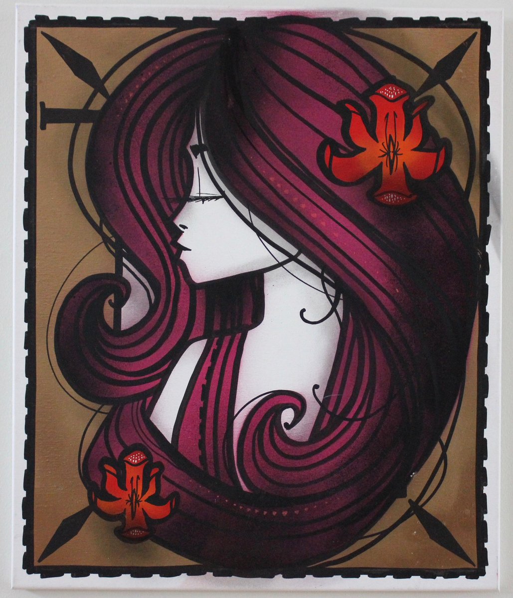 INKIE ”Golden Ratio Pink”
Spraypaint, Acrylic &amp; Liquid Leaf
Classic Ink Nouveau Profile on Canvas
50 x 60 cm
Signed Verso

buygraff.com/shop/inkie-gol…

<a href="/inkiegraffiti/">Tom</a> #art #artnouveau #inknouveau #spraypaint #supportartists #buygraff