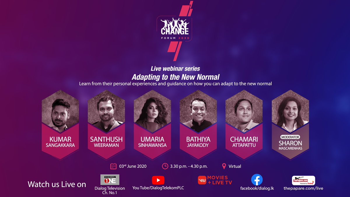 ThePapareSports's tweet photo. Adapting to the new normal - #ChangeForum 2020
On 3rd June 3:30 pm onwards LIVE on https://t.co/wS06tXu37V
@KumarSanga2 @BNSMUSIC @umariaofficial Chamari Athapaththu and Sharon Mascarenhas https://t.co/7LuHTXCPZl