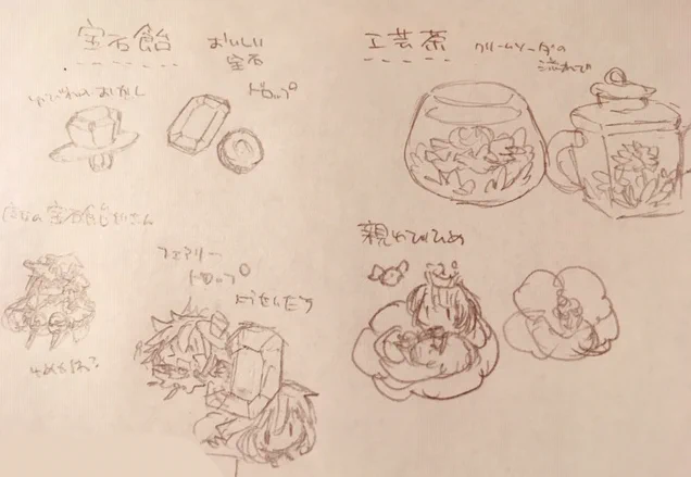 展示のアイディアこねこね…。ドロップや飴玉って、こどものころ宝石みたいにみえてたなぁ!とおもったり。 