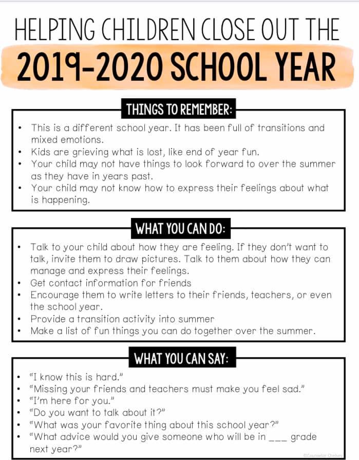 This was shared with us by another PTO, just some things to keep in mind, with just 14 days of school left.
