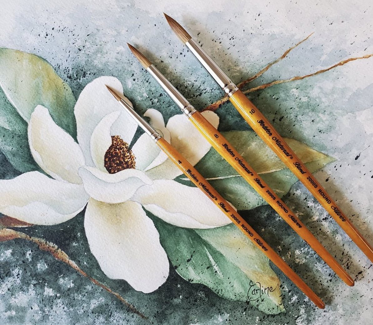 SilverBrushLTD's tweet photo. Golden Natural® brushes can be used in watercolor, gouache, inks, dyes, acrylics and oils. 

Painting by Earline Padgett https://t.co/DH6a9gyF8k