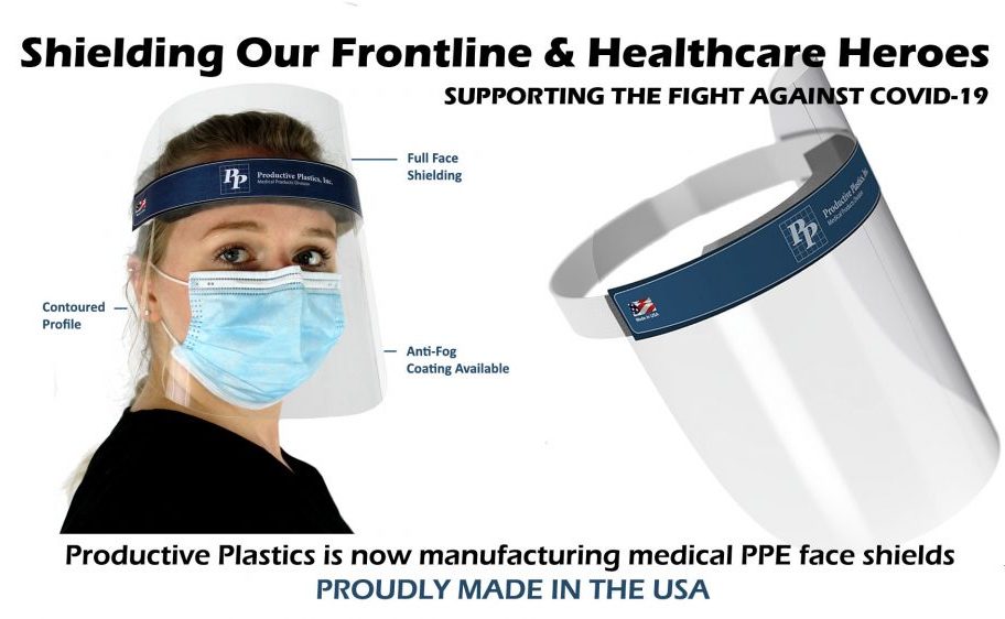 ProductiveCo's tweet photo. https://t.co/ucPmFAMrQs Productive Plastics is now manufacturing #medical #faceshields. Designed for high quality, full face protection coverage, greater freedom of movement, and comfort. See link for specs and ordering details. https://t.co/XWbcct3WmO