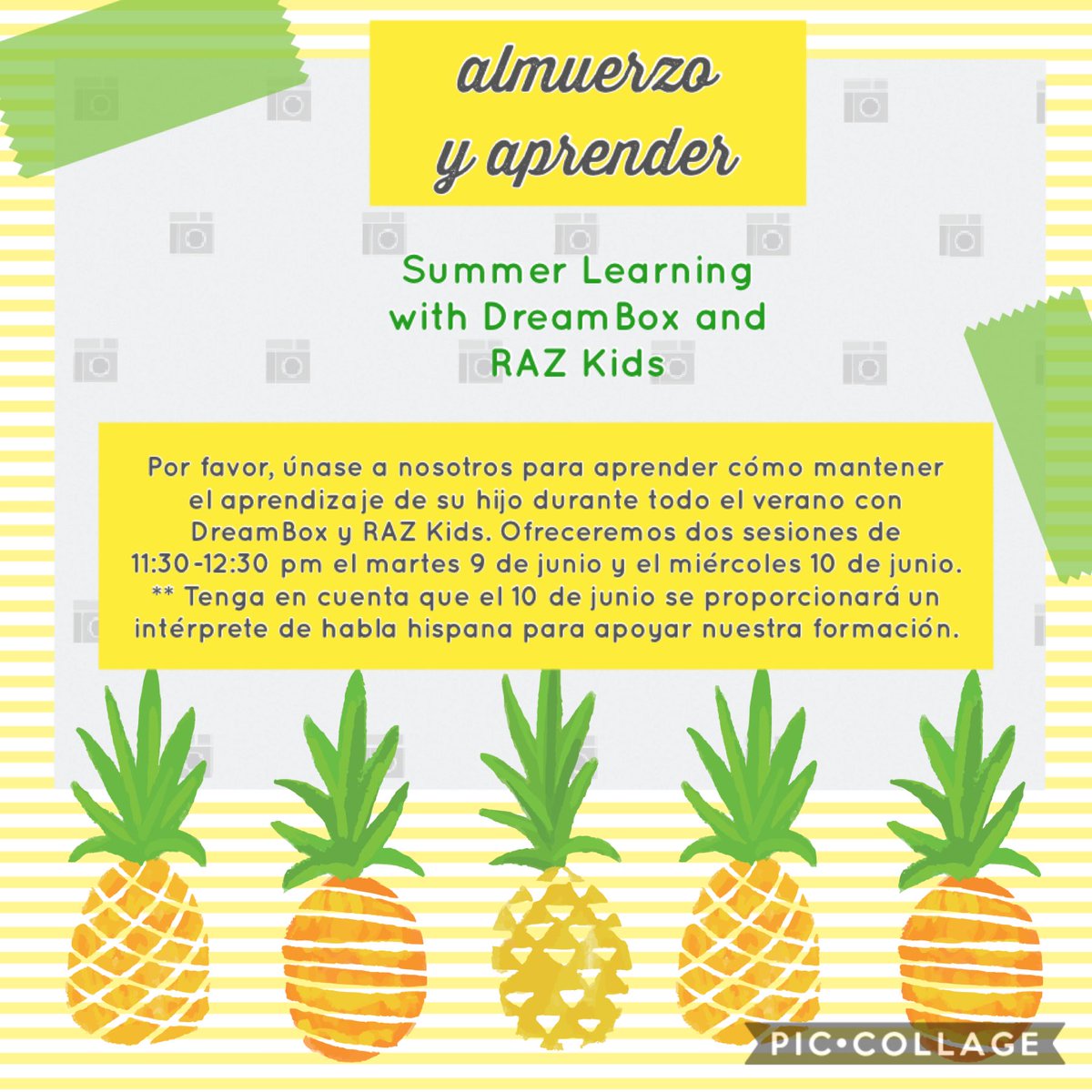 Let’s keep the learning going through the ☀️ SUMMER☀️!! YMES Families we are here to support you with “how” to support your child with DreamBox and RAZ Kids. Join us next week for a Lunch and Learn. Please rsvp here: docs.google.com/forms/d/1I36mo…