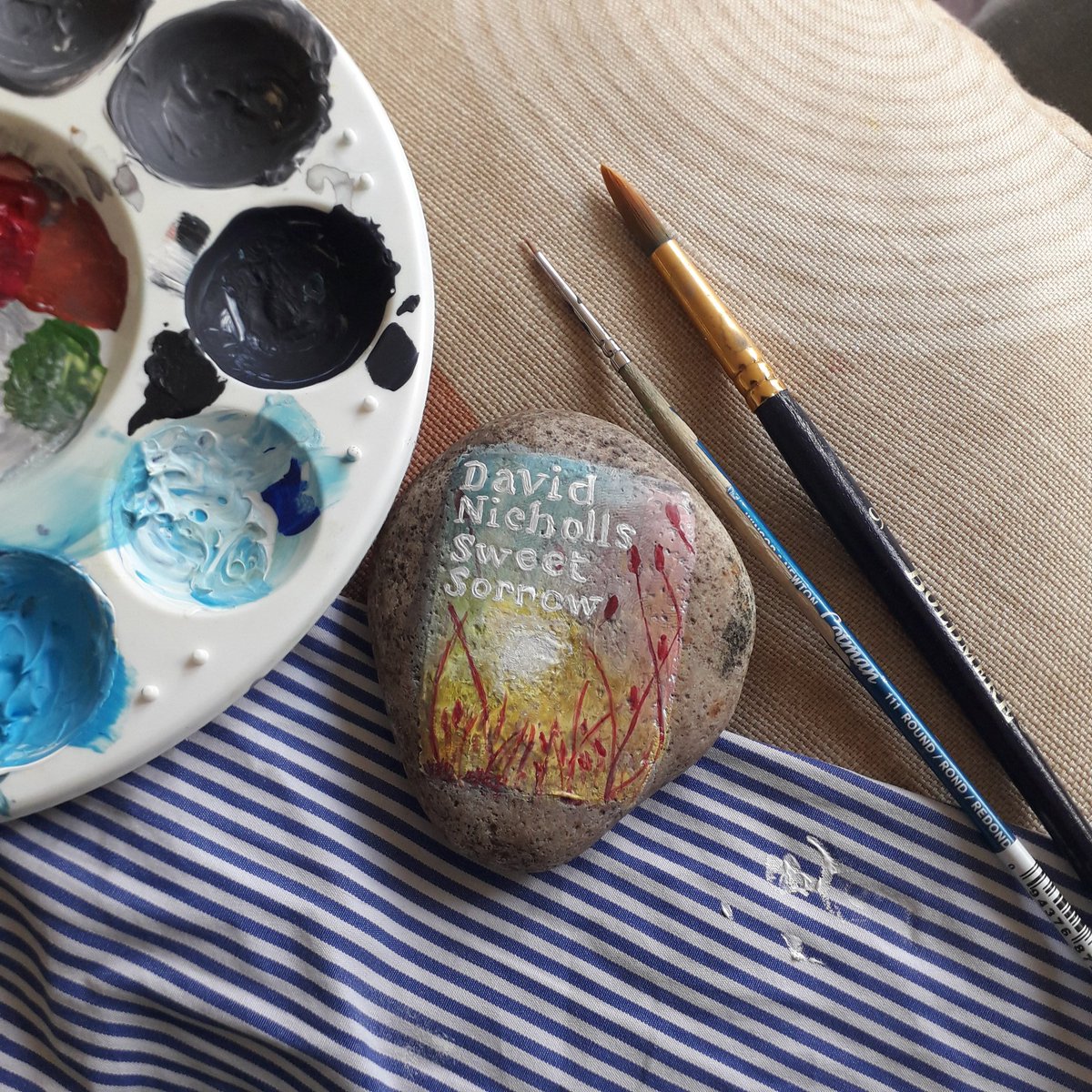 Sweet Sorrow by  @DavidNWriter David Nicholls painted on a rock to hide in my library