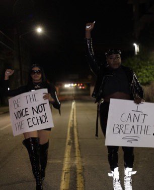 let me start here.. Santana, a gay “rapper” who’s really nothing more than a meme. how dare you have an “all lives matter” sign next to a “i can’t breathe sign”?? a clown. the real reason you can breathe is bcs of the tight ass clothes you be trying to fit into
