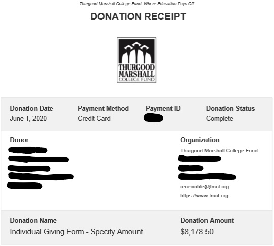 Following up w/ yesterday, our community #TheViewage raised $16,357 in which we split and donated($8,178.50 ea.) to both of these great causes NAACP Legal Defense and Educational Fund-<a href="/NAACP_LDF/">Legal Defense Fund</a> and to the Thurgood Marshall College Fund-<a href="/tmcf_hbcu/">TMCF</a>

<a href="/Twitch/">Twitch</a>

#BlackLivesMatter

[+]