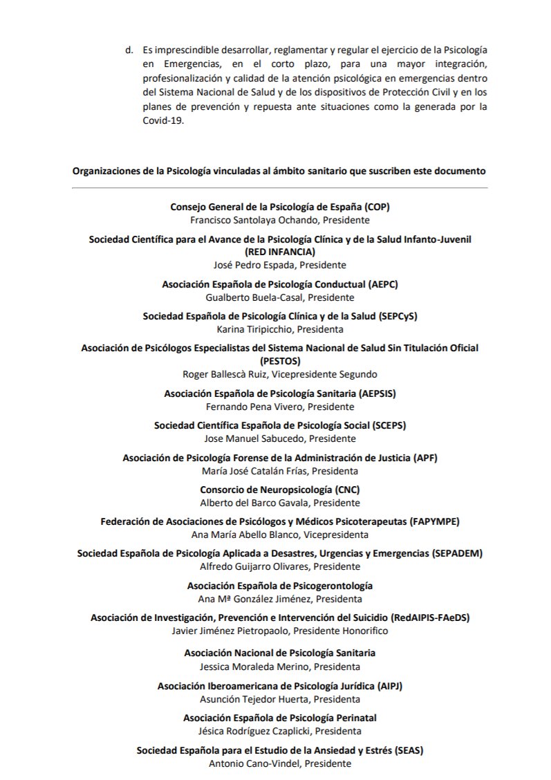 AEIDTF's tweet photo. Nuestra asociación apoya el documento de consenso de las organizaciones de la Psicología más vinculadas al ámbito sanitario sobre los efectos que ha tenido la pandemia del Covid-19. https://t.co/2hXAFwth1Z