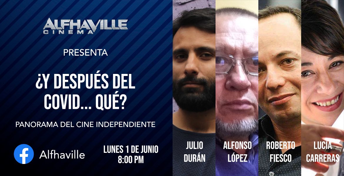 ¿Y después del #Covid... qué? Conoce el panorama el cine independiente con <a href="/L_Carreras/">Lucía Carreras</a>, <a href="/Robfiesco/">Roberto Fiesco</a>, <a href="/delfindeacero/">Alfonso López</a>. Conducido por <a href="/Jools_Duran/">Dr. Julius Hibbert, M.D.</a>. 
Hoy lunes 1 de junio a las 8:00 pm #EnVivo via Facebook: bit.ly/3ewUboC