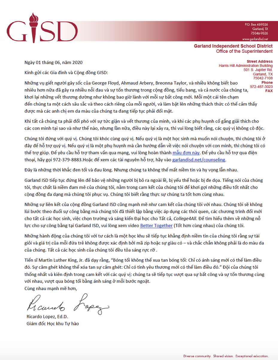 gisdnews's tweet photo. Please see an important message from Dr. López concerning recent events of racial injustice: https://t.co/7DtDH86tY3 https://t.co/nivwQLc2Et