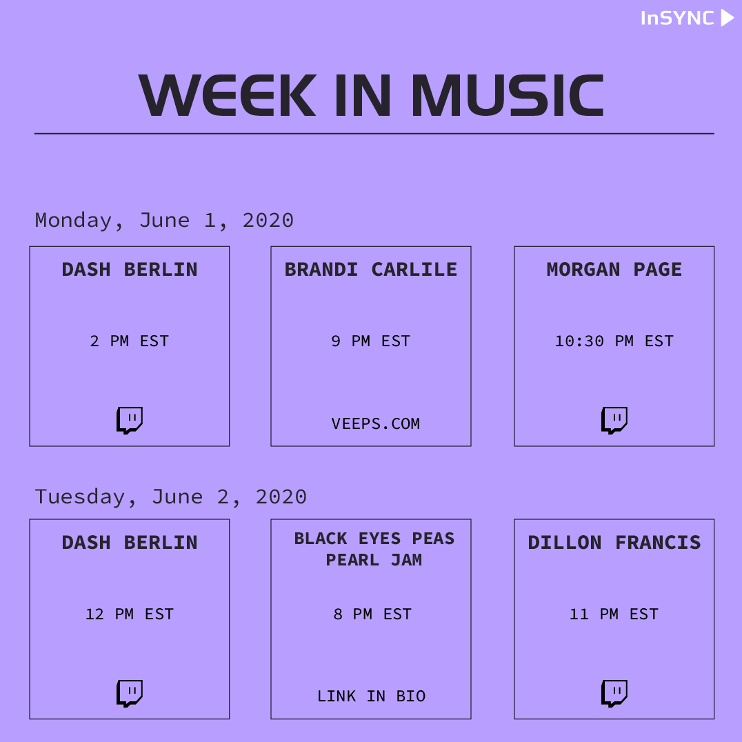 InSYNC_platform's tweet photo. #WeekInMusic

Links in recent post below ⬇️⬇️⬇️
https://t.co/kif86FWngD

@DashBerlin 
@brandicarlile 
@morganpage 
@BlackEyePeas123 @PearlJam
@DillonFrancis https://t.co/Zjczg6ymdi