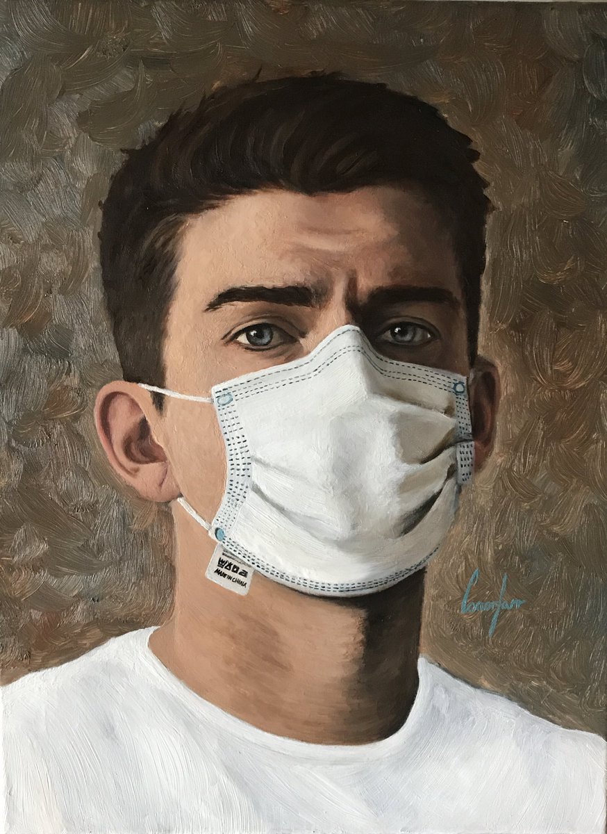 Farry_'s tweet image. My self portrait oil painting during #COVID19 #painting #ArtistOnTwitter #C4ArtClub #selfie #selfportrait