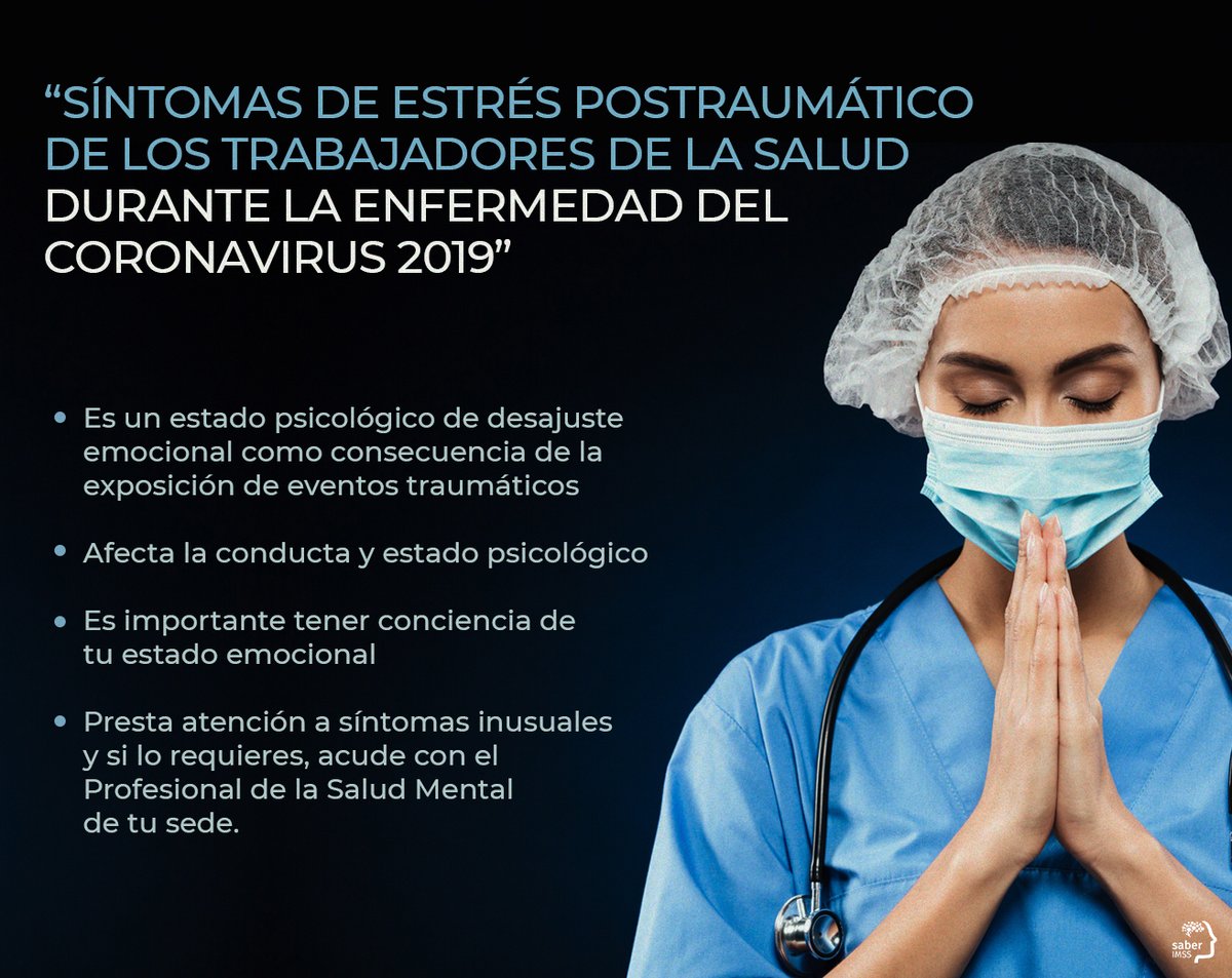 Saber_IMSS's tweet photo. El #PersonaldeSalud experimenta un impacto psicológico por la Pandemia #COVID19. Te compartimos este artículo al respecto: https://t.co/uMNHfKPkWJ Recuerda que puedes buscar al psicólogo de tu sede o llamar al 55 2012 8929 / 55 8831 8761 las 24 hrs. donde te esperan especialistas https://t.co/qy5E8Wbk4a