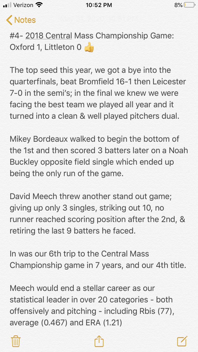 Oxf_hs_baseball's tweet photo. #4- The 2018 Central Mass Title Game -  Oxford 1, Littleton 0. 😎 https://t.co/PKAULg7lhU