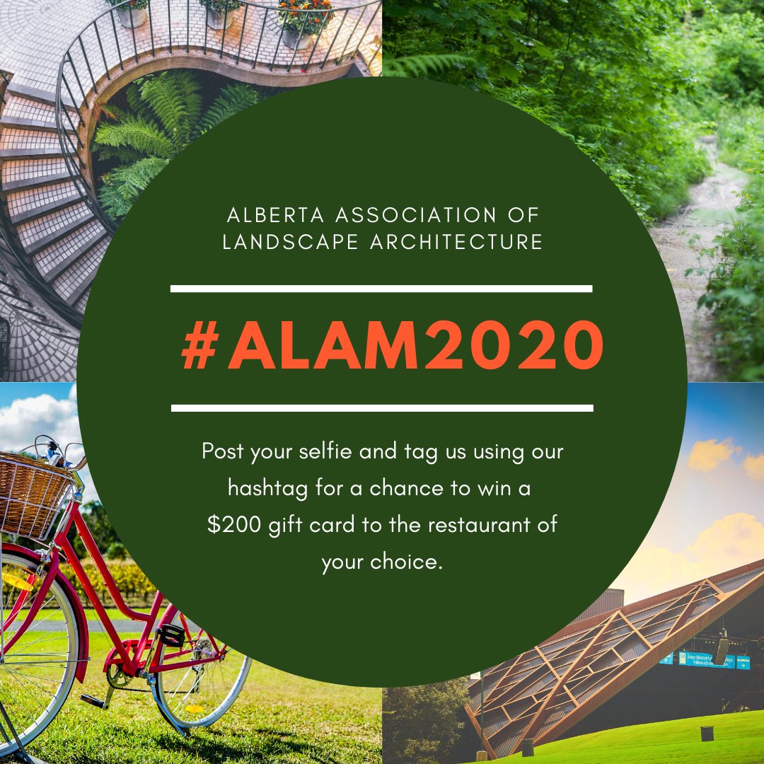 Alberta_L_A_'s tweet photo. 📣 CONTEST ALERT 📣

June kicks off Alberta Landscape Architecture Month! Let's celebrate the essential role landscape architects play in the health, safety, and wellness of Albertans. Are you enjoying the outdoors? Tag us in your selfies using #ALAM2020 https://t.co/0hnmiUIDLG