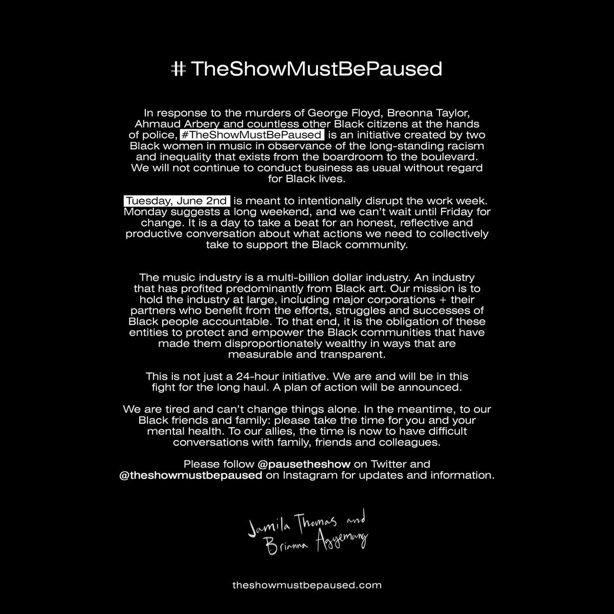 badly_drawn_boy's tweet photo. This says it much better than I could: https://t.co/CjswmekTHp
#TheShowMustBePaused #BlackLivesMatter https://t.co/lhl2JHQQA7