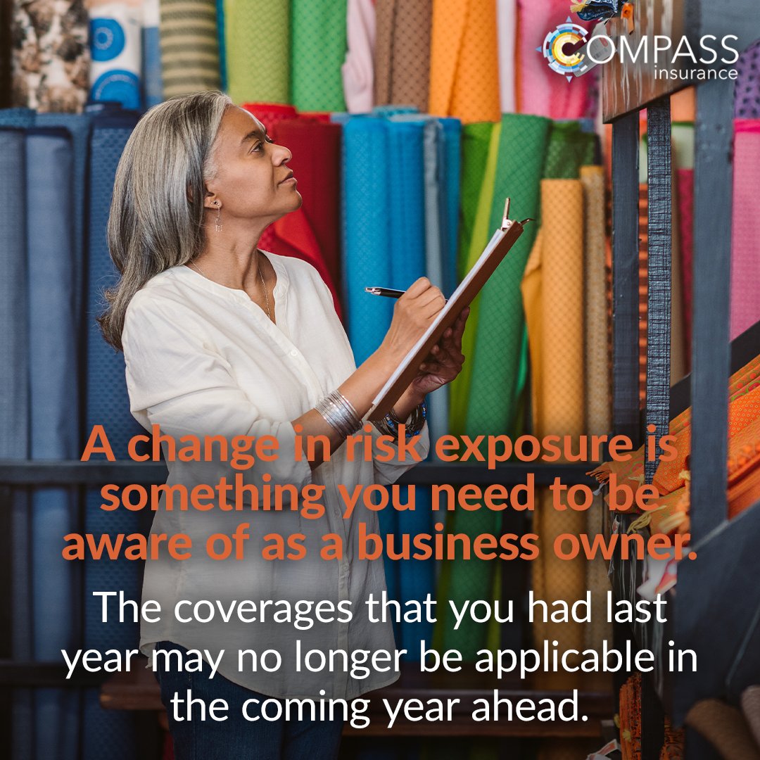 CompassInsGroup's tweet image. The employees will change, your office location will alter, product offerings differ, etc. With all of these changes, you can expect to see a change in risk exposure.