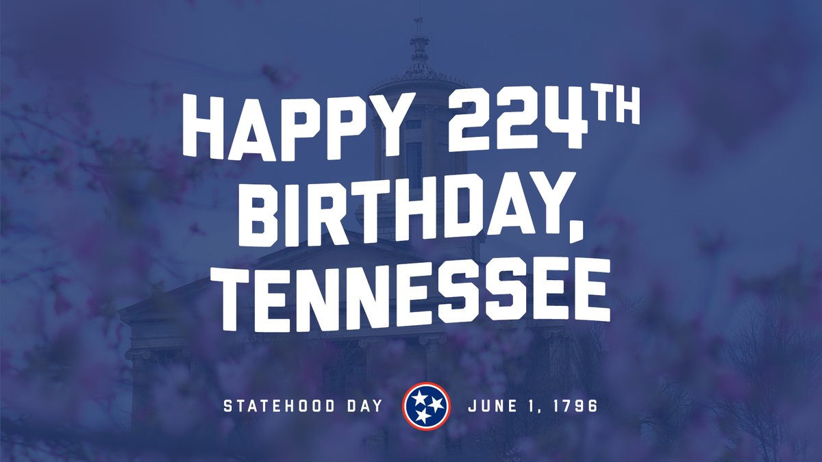 On June 1, 1796, Tennessee became the 16th state admitted to the Union. Happy #TennesseeStatehoodDay!