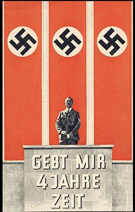 5/ Perhaps the removal of civil liberties was part of what Hitler meant when he said "Give me four years" in this poster (actually he achieved this in less than 8 weeks).