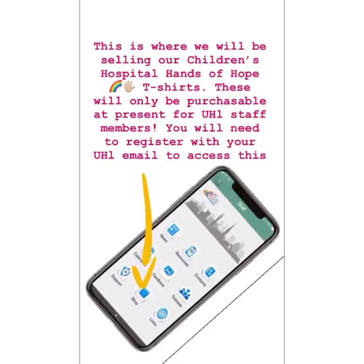 HandsofHope_LCH's tweet image. 1/2 YAY! ⭐️ Our ‘ 𝗛𝗮𝗻𝗱𝘀 𝗼𝗳 𝗛𝗼𝗽𝗲 ‘ 🌈🖐🏼 
Children’s Hospital T-Shirts 👕 are now available to purchase!!!
All of the proceeds for these will go to our Leicester Hospitals Charity! 
We cannot wait to see you in them! 
We have a small selection of child sizes, a range..