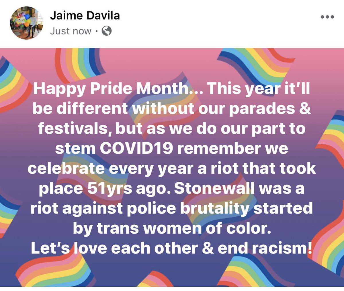 BAbackpacker's tweet image. ❤️🧡💛💚💙💜
✊✊🏻✊🏼✊🏽✊🏾✊🏿
#PRIDE2020 #loveislove #June1st #BlackLivesMatter #PrideMonth #COVID19