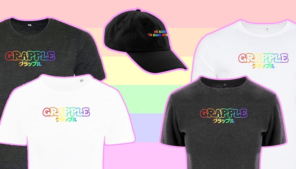 GrappleClo's tweet photo. Introducing our #GrapplePride β20 Collection. Embroidered Tee, Crop Top & Be Kind Hat.
A portion of proceeds will be donated to akt, supporting #lgbtq+ young people in the uk who are homeless or living in hostile environments.
Get yours at https://t.co/6yA5ol3Vc3
π³οΈβπβ€οΈ#Pride2020 https://t.co/9BkLzSrRyq