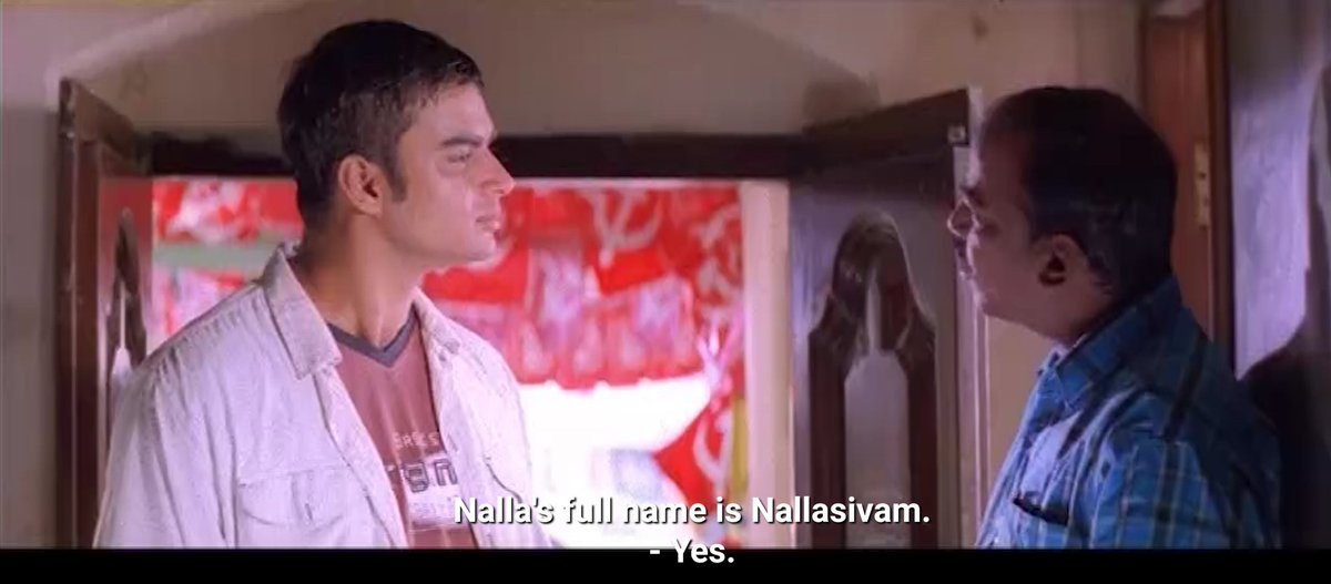  #KamalHaasan has played with names in this movie. You all know that Nalla Sivam doesn't like "Sivam" in his name.Calls his lover Bala Saraswathi as Bala.Anbarasu doesn't like "Anbu"in his name. Calls Bala Saraswathi as Saras.Rhyming  Nalla - Bala , Aras - Saras.  #AnbeSivam