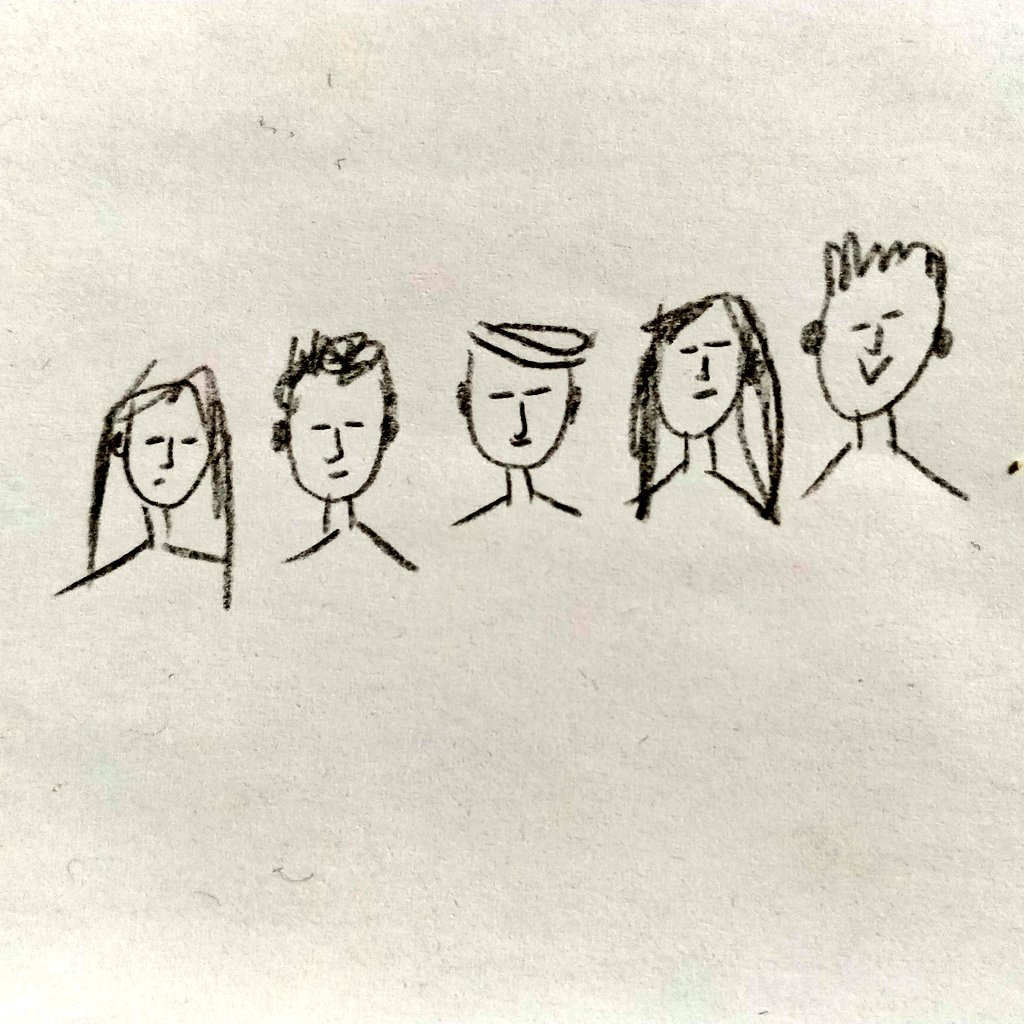 De familie H. Tijdens een tekenspelletje getekend door mij.